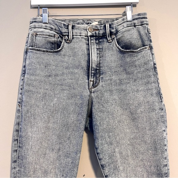 Good American Good Legs High Rise Chewed Hem Ankle Jeans Blue 837 Size 12/31 - Picture 2 of 11